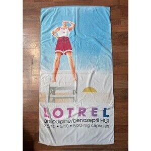 Vintage LOTREL Amlodipine Drug Rep Promo‎ Ad Beach Towel Pharmaceutical